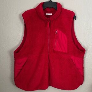Maurice’s Cozy Winter Red Sherpa Vest With Pockets Women’s Plus Size 2X